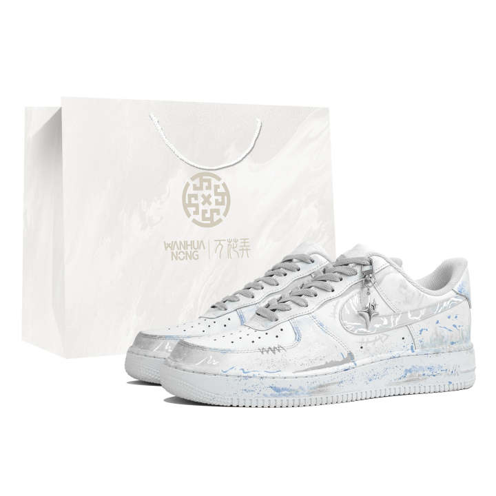 Nike Nike Air Force 1 Kaleidoscope, White Mist, Shopping Bag Abrasion Resistant Low top Skateboard Shoes Unisex White