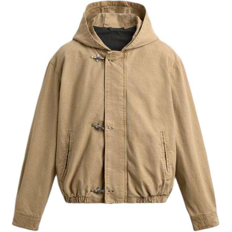 ZARA Jackets Men's Beige Hooded Non Detachable Moderate Other