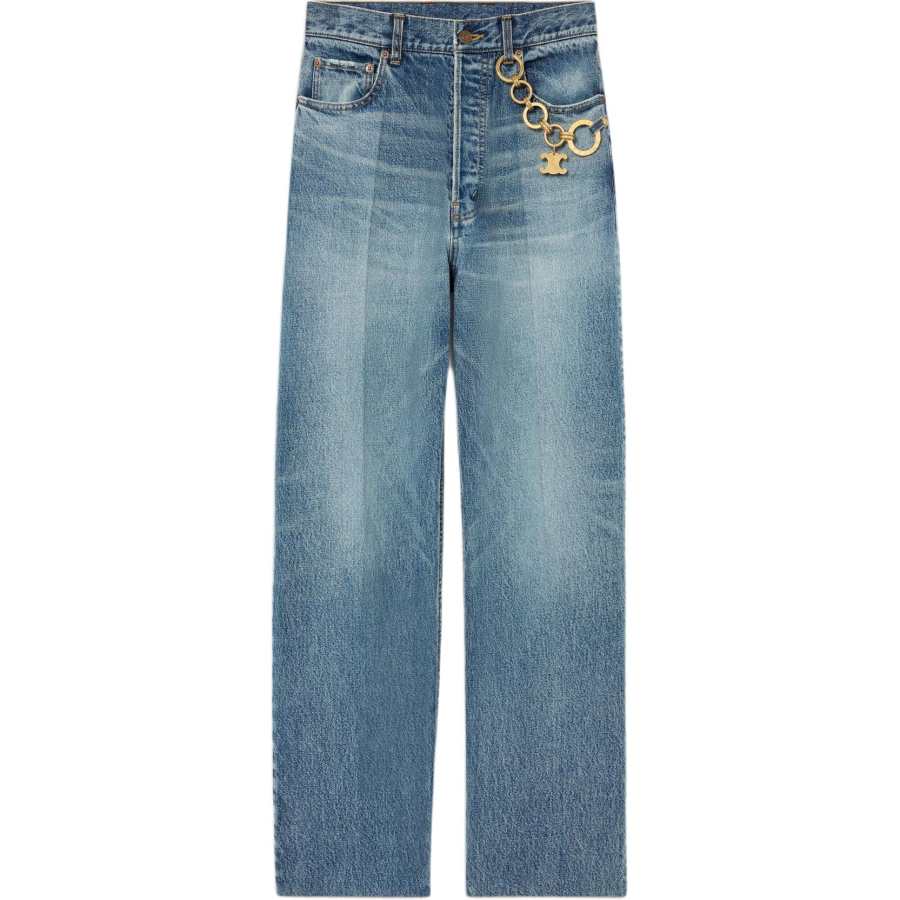 CELINE Jeans Women's Blue Moderate Straight Fit Pants