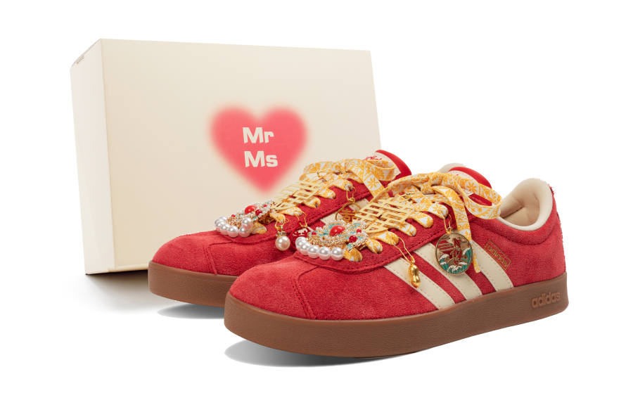 Adidas Adidas Vl Court Classic Abrasion Resistant Slip Resistant Low top German Army Trainers Unisex Red