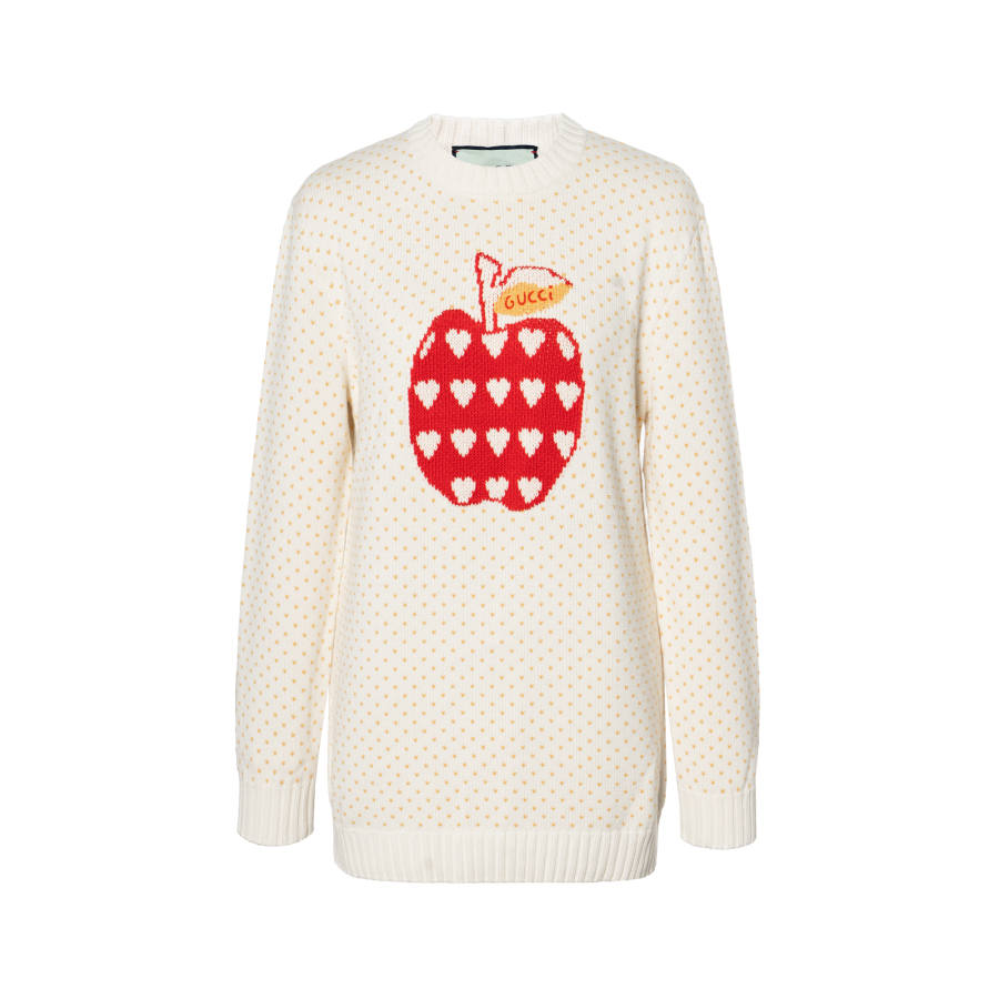 GUCCI Sweaters Women's Ecru Crew Neck Moderate
