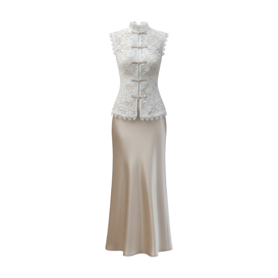 MTHE Two Piece Skirt Sets Women's Half Turtleneck Moderate Long