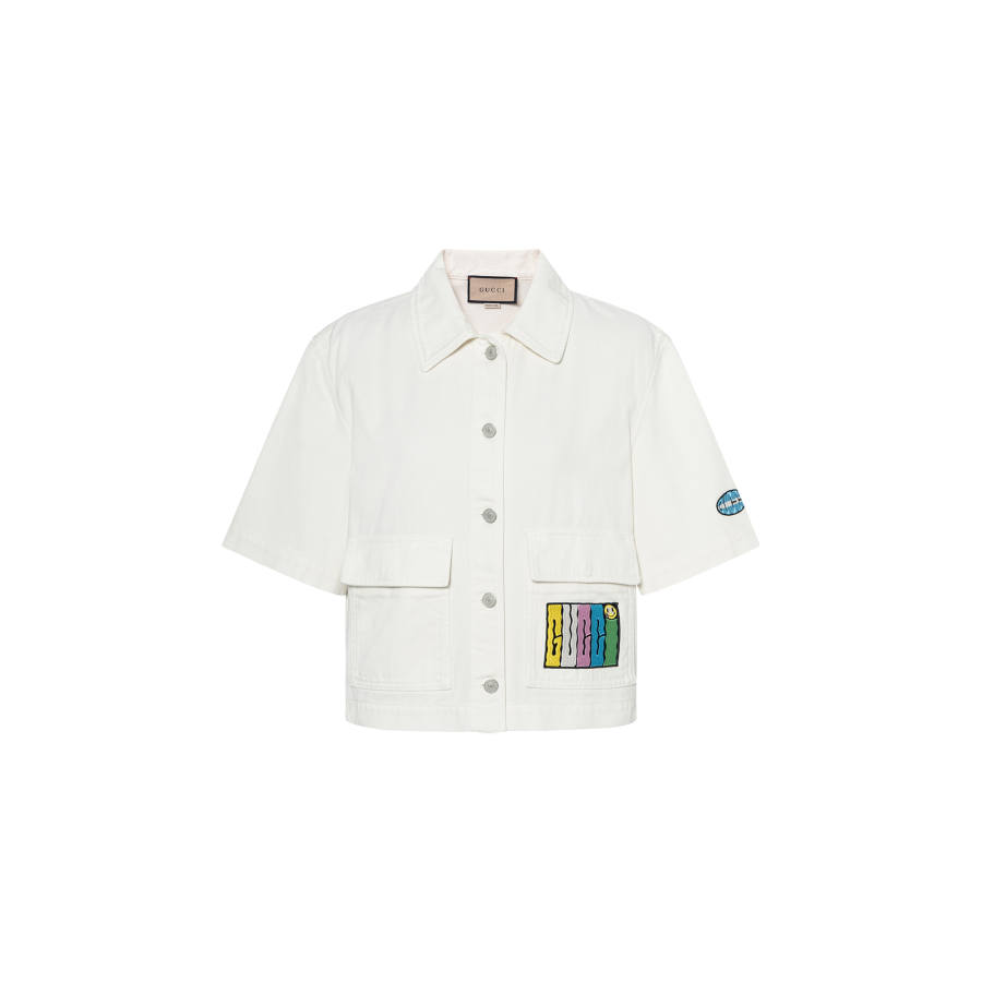 GUCCI SS24 Denim Jacket Women's Ivory White