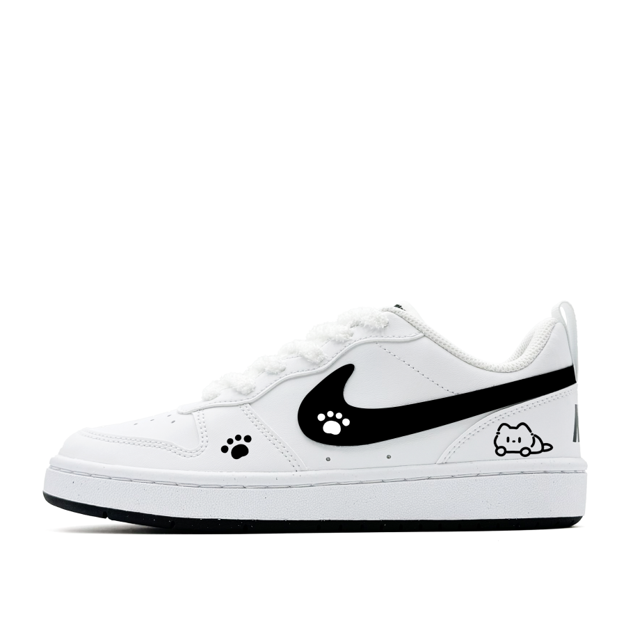 Nike Nike Court Borough Lying on Its Stomach Cute Cat Synthetic Leather Abrasion Resistant Low top Kids' Skateboarding Shoes