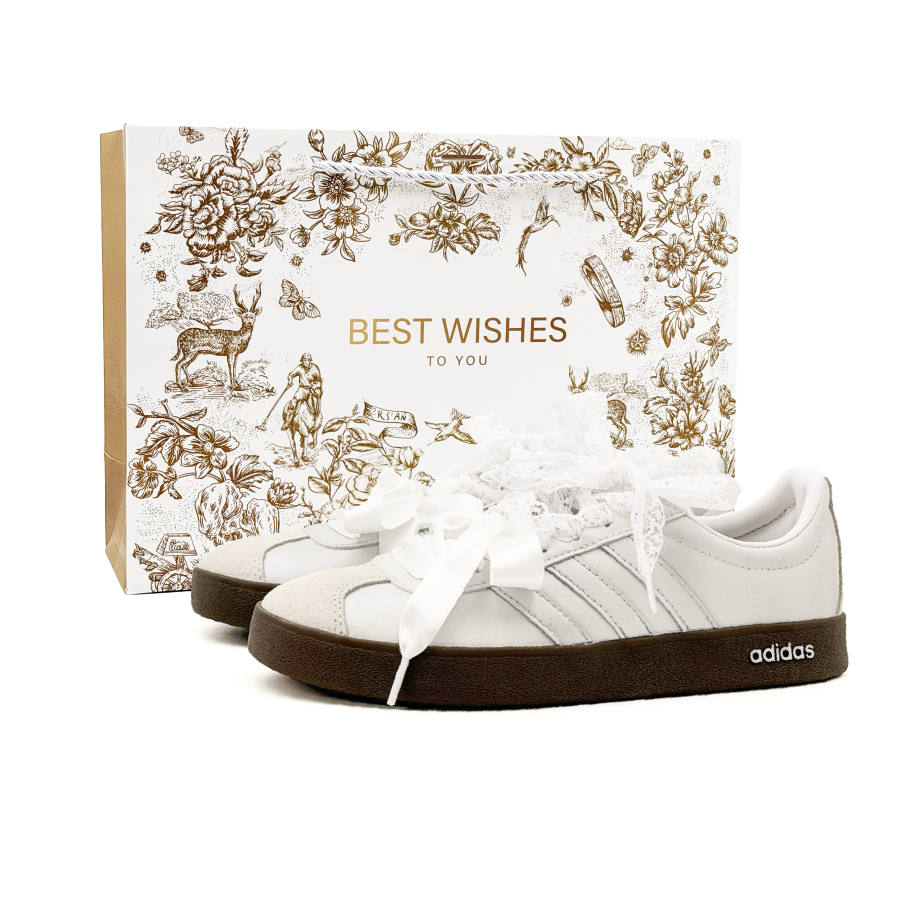Adidas Adidas VL COURT 2.0 Pavo Synthetic Leather Low top Skateboard Shoes Unisex Silver White Shopping Bag