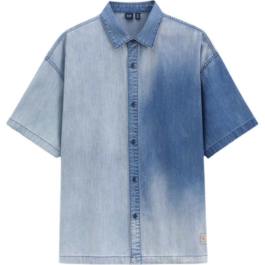 GAP GAP Shirts Men's Light Washed Lapel Moderate Denim