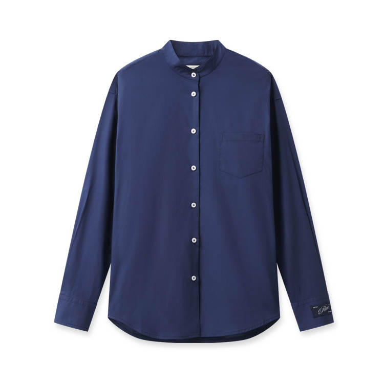 PANE Spring Stand Collar Long Sleeved Shirt Women's Dark Blue