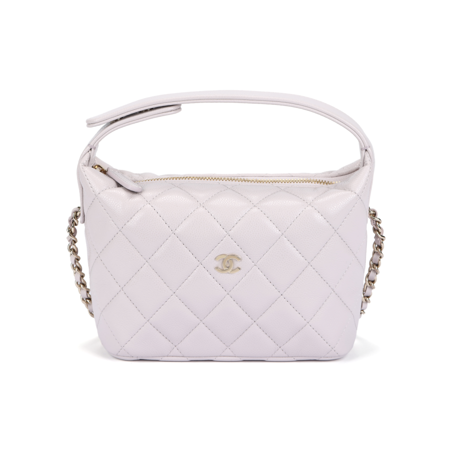 CHANEL Litchi Grain Cow Leather Evening Bag Handbag Women's Pink
