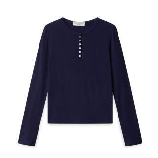 PANE Spring Summer Regular Long Sleeved T Shirt Women's Navy Blue