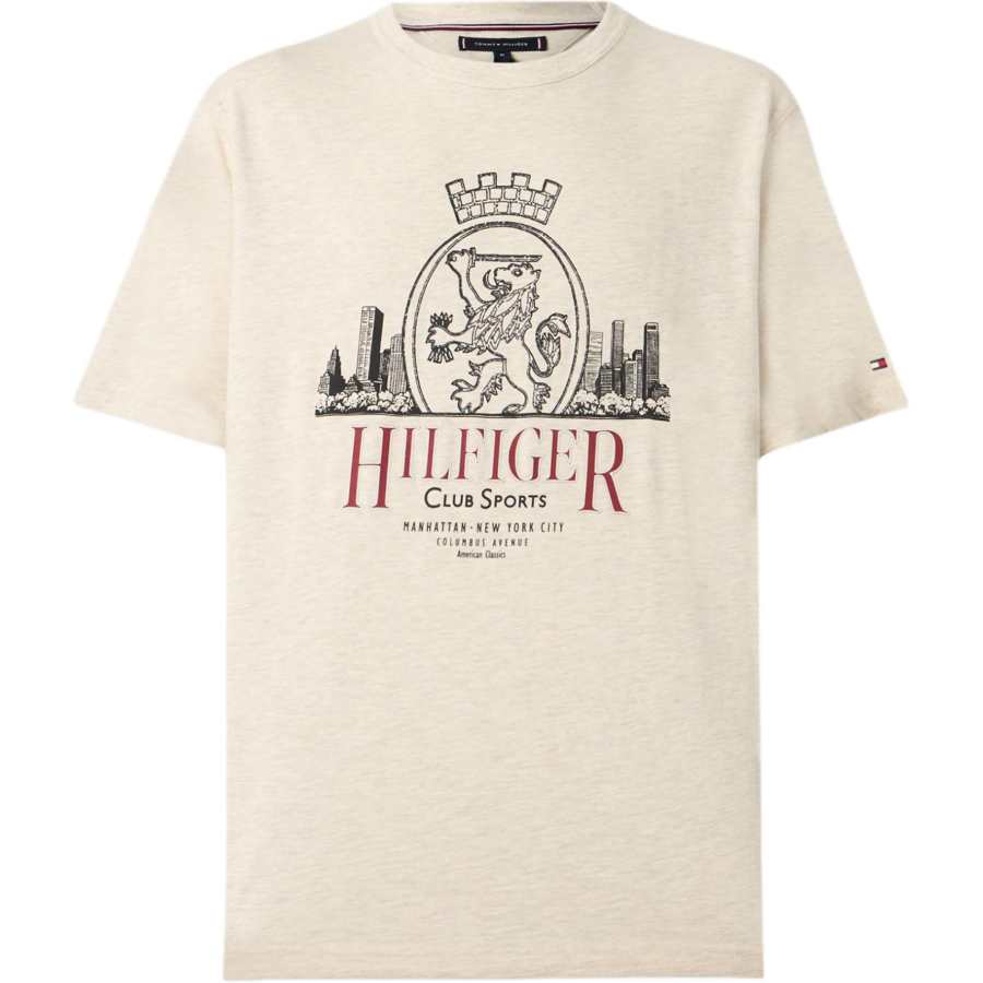 Tommy Hilfiger T Shirts Men's Oat Milk Crew Neck Regular