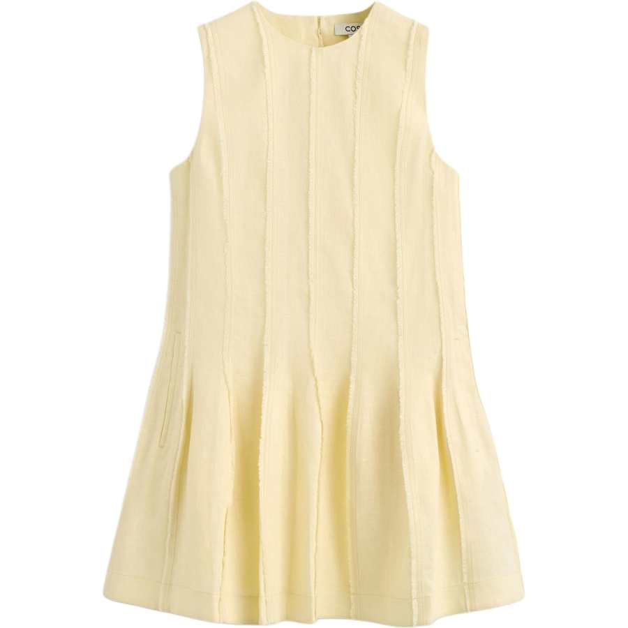 COS Sleeveless Dresses Women's Cream Yellow Crew Neck Moderate Short Skirt