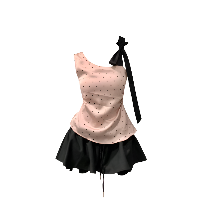 Sugarfunk Sugarfunk Two Piece Skirt Sets Women's Asymmetrical Collar Thin Extra Short