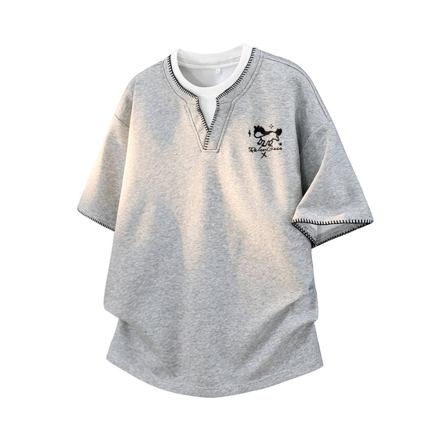 PAL ONGACO T Shirts Unisex Crew Neck Moderate Mock Two Piece