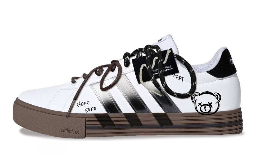 Adidas Adidas Daily 4.0 Abrasion Resistant Slip Resistant Low top Skateboard Shoes Unisex White Black