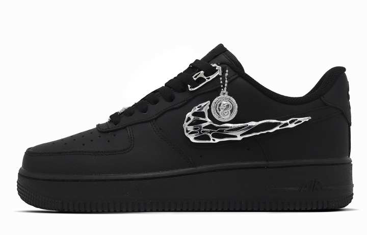 Nike Nike Air Force 1 TNT Liquid Metal Cushioning Slip Resistant Low top Skateboard Shoes Unisex Black Silver