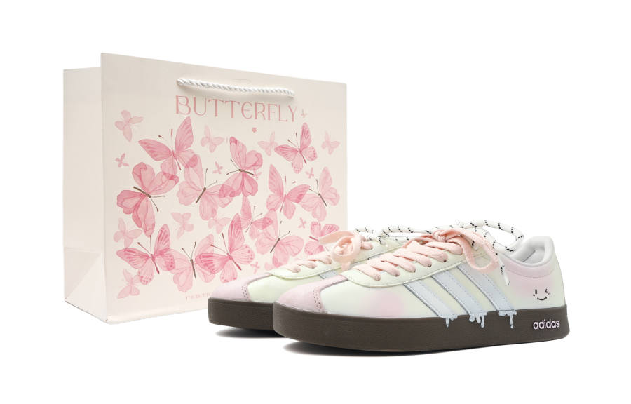 Adidas Adidas Vl Court Classic Synthetic Leather Low top Skateboard Shoes Unisex Pink