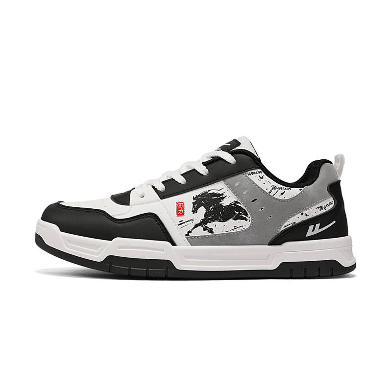 Warrior Height Increasing Abrasion Resistant Lightweight Low top Skateboard Shoes Men's White Black Gray