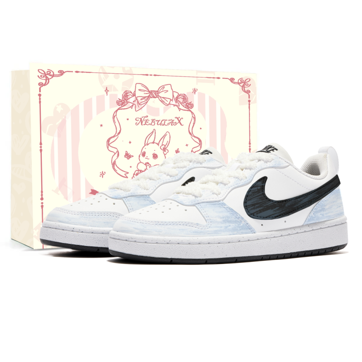 Nike Nike Court Borough Cloud Ink Light Cyan Height Increasing Abrasion Resistant Slip Resistant Low top Skateboard Shoes