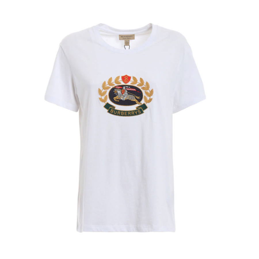 Burberry T Shirts Women's White Crew Neck Moderate