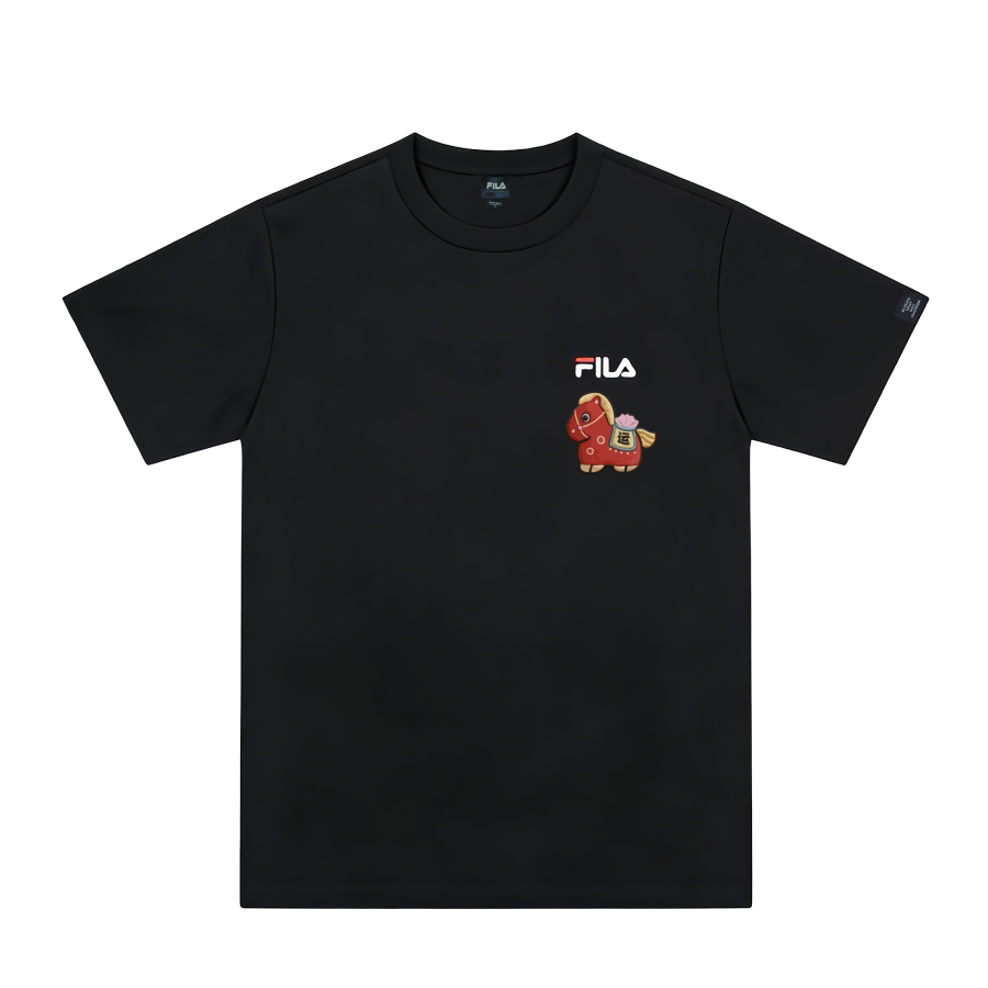 FILA T Shirts Unisex Black Blk Crew Neck Moderate