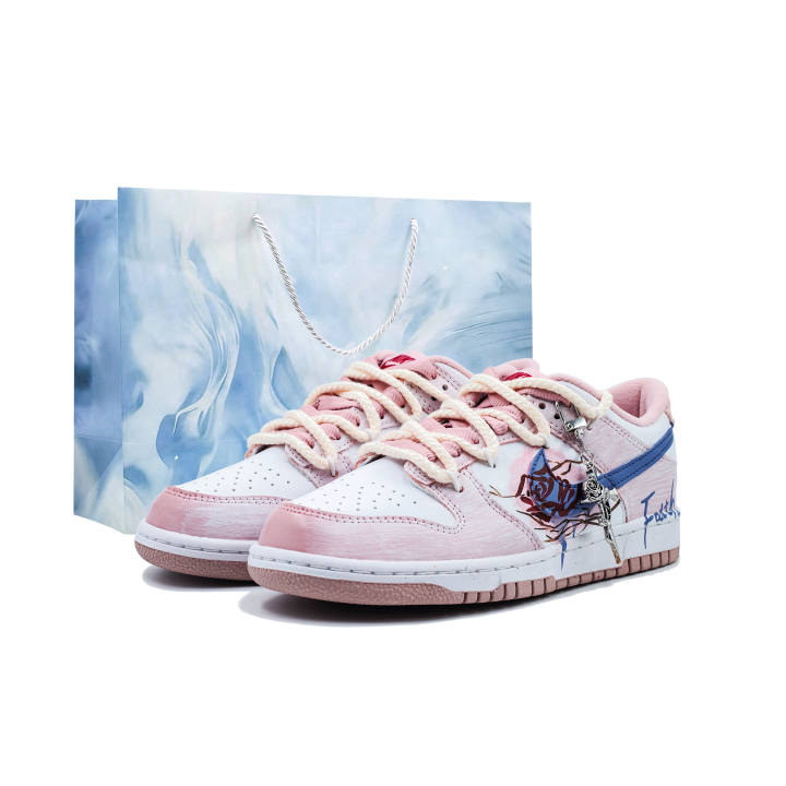 Nike Nike Dunk Low top Kids' Skateboarding Shoes Blue Pink Teenagers