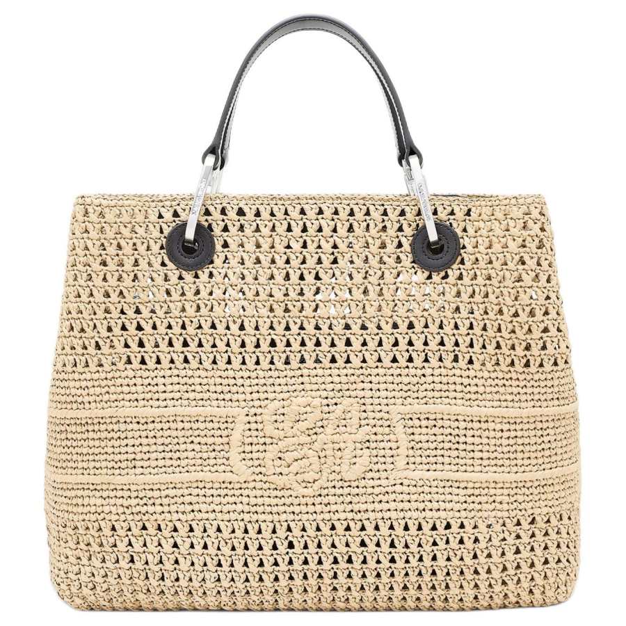 EMPORIO ARMANI Polyester Tote Bag, Shopping Bag, Handbag Women's Beige