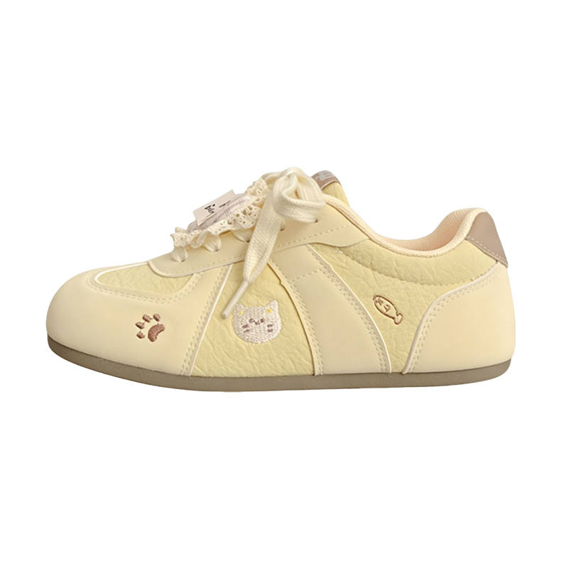JBBCN Skateboard Shoes Women's Low Top Beige/light Blue/yellow