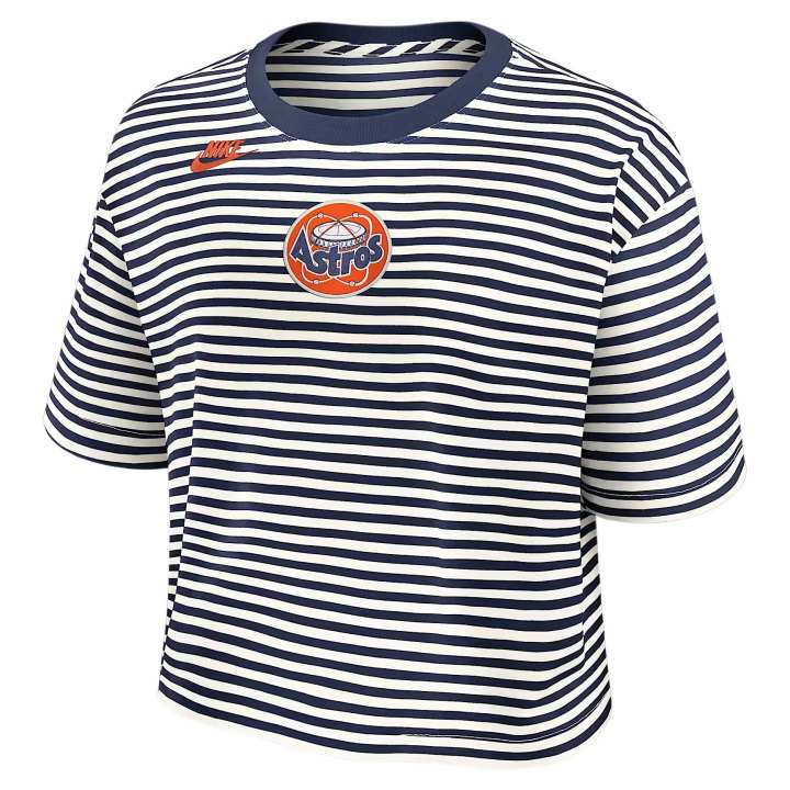 Nike Nike Houston Astros Cooperstown Logo Striped Women's Nike Mlb Cropped T-Shirt