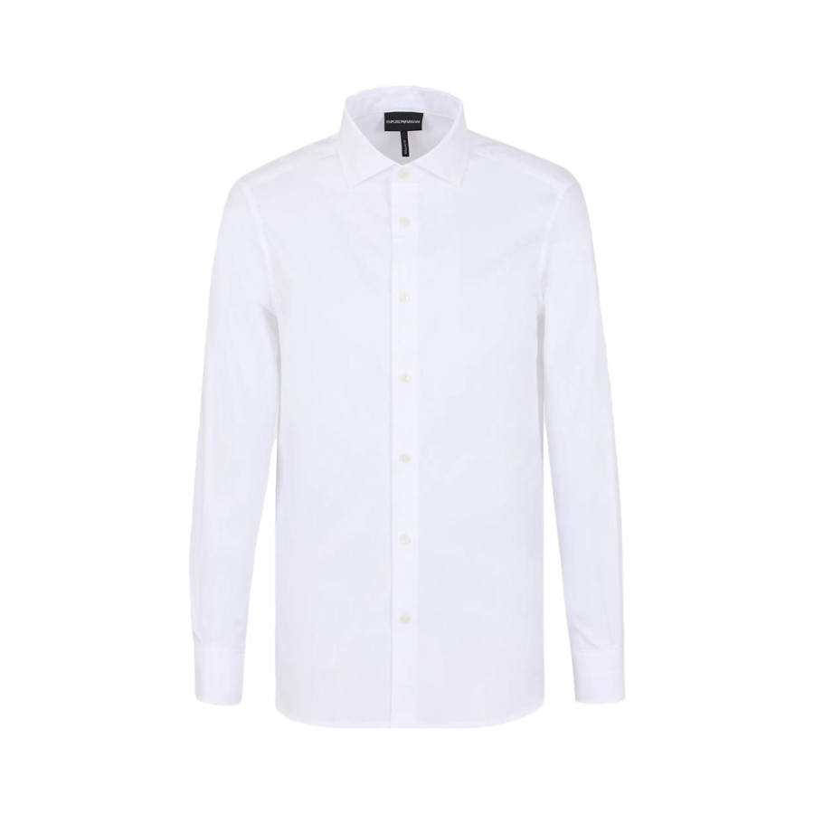 EMPORIO ARMANI Cotton Shirt With All over Jacquard Logo Pattern