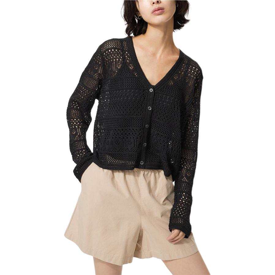 UNIQLO SS26 Knitwear Women's Black V Neck Moderate Cardigan