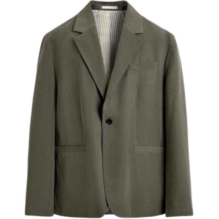 ZARA Business Suits Unisex Light Beige Yellow/Khaki Suit Collar Moderate Business Suit