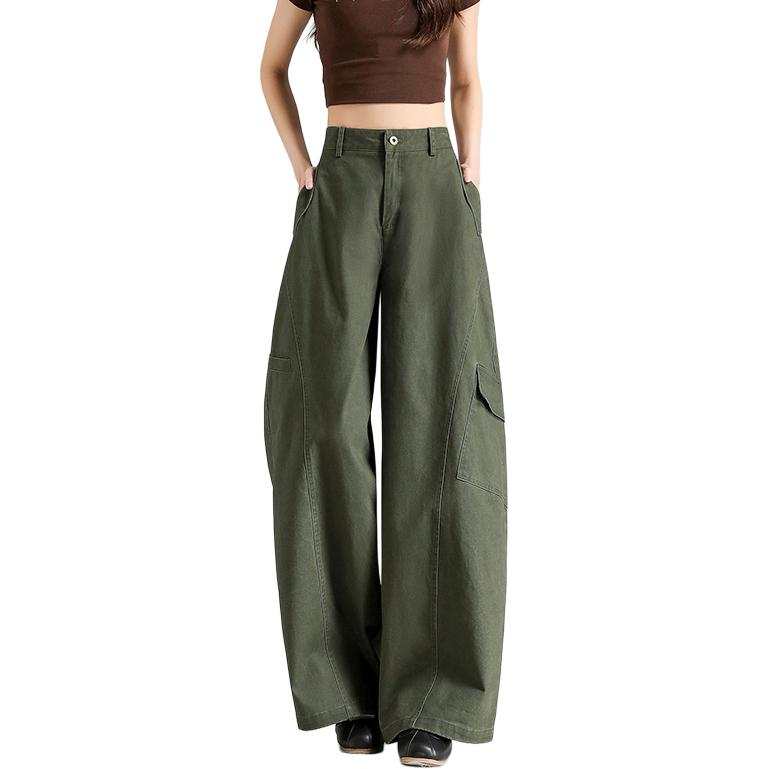 Tonlion Casual Pants Women's Moderate Wide Leg Pants