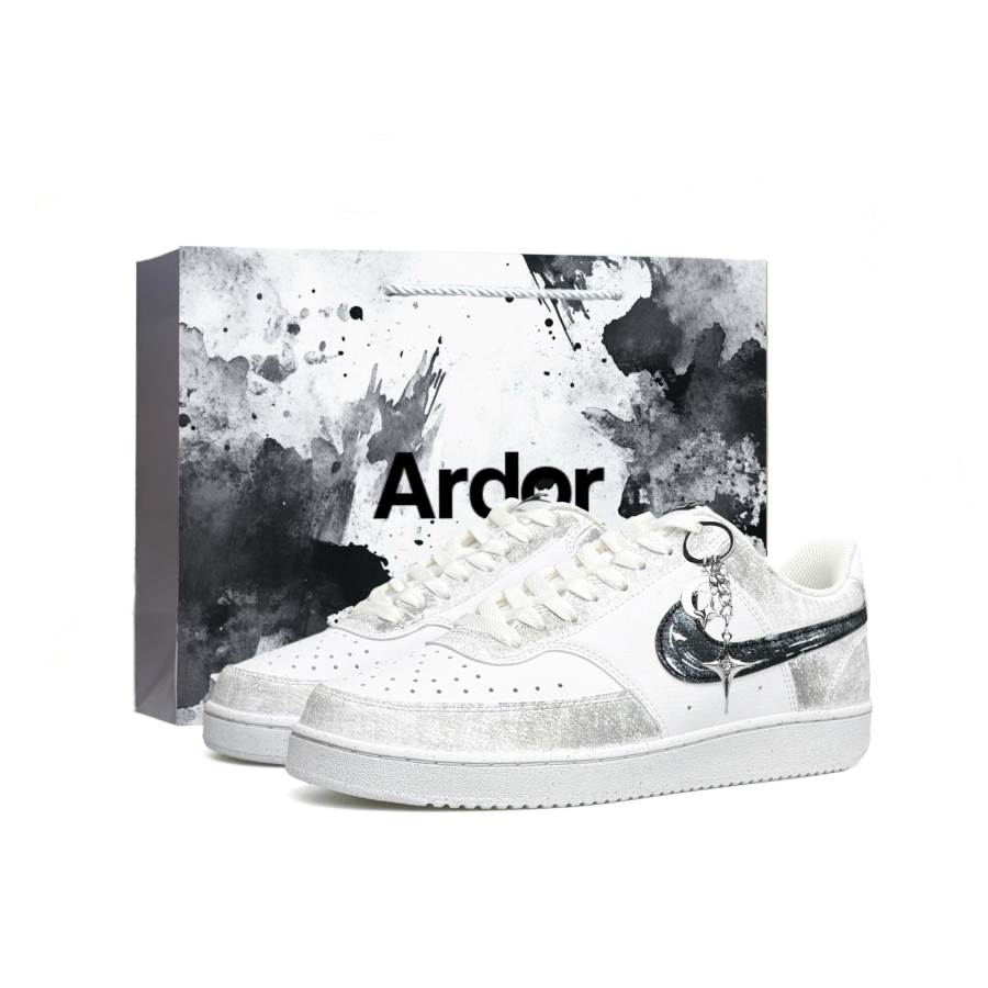 Nike Nike Court Vision WAO Height Increasing Abrasion Resistant Slip Resistant Low top Skateboard Shoes Unisex Black White