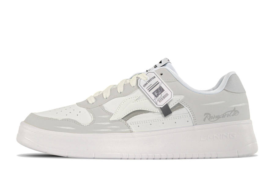 Li-Ning Li Ning Floating Boat Abrasion Resistant Lightweight Low top Skateboard Shoes Men's Gray White