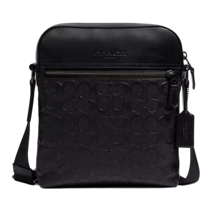 COACH Houston Cow Leather Shoulder Bag, Crossbody Bag Small Men's Black