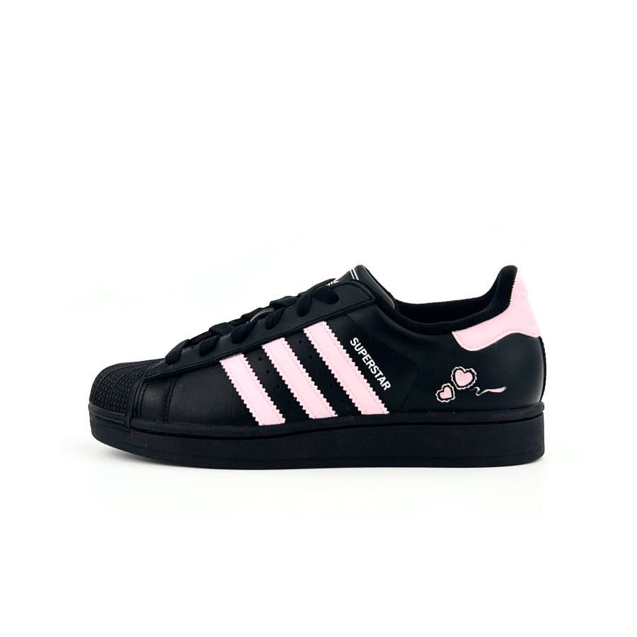 Adidas Originals Superstar 2 Pink Paw Print Leather Slip Resistant Breathable Lightweight Cushioning Low top