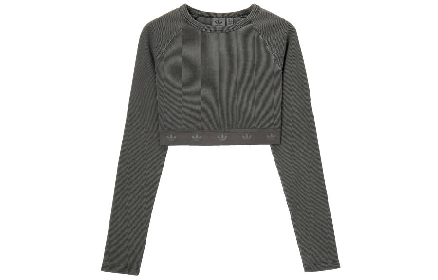 Adidas Originals Adidas Women's Ribbed Long Sleeve Crop Top Black