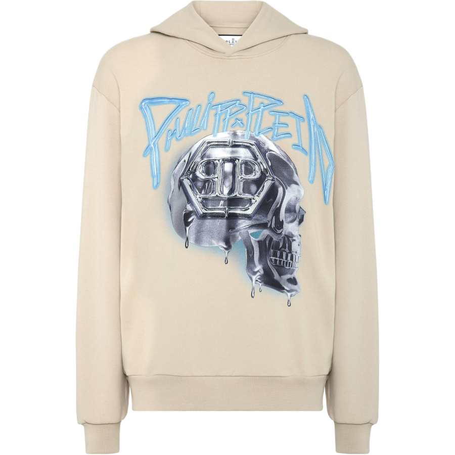 PHILIPP PLEIN Sweatshirts Men's Khaki Hooded Non Detachable Moderate