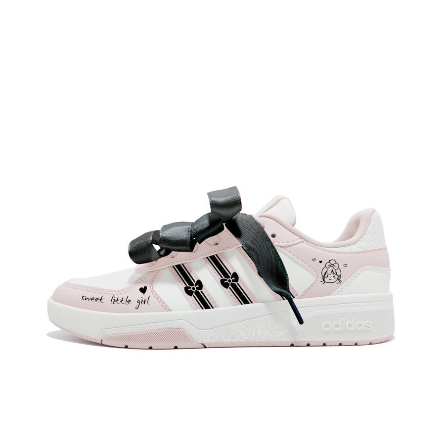 Adidas Adidas COURTBEAT Pink Girl Synthetic Leather, Leather Low top Skateboard Shoes Unisex Pink