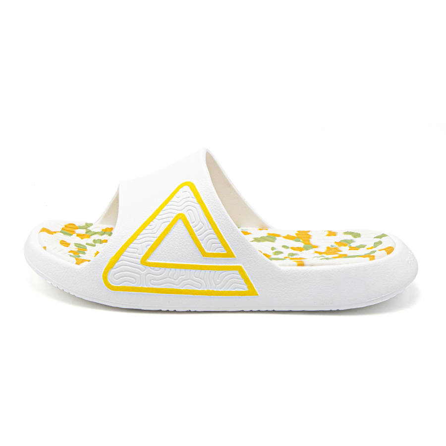 PEAK Taichi Classic Slippers EVA Massage Quick Dry Quiet Slide Slippers Men's White Yellow