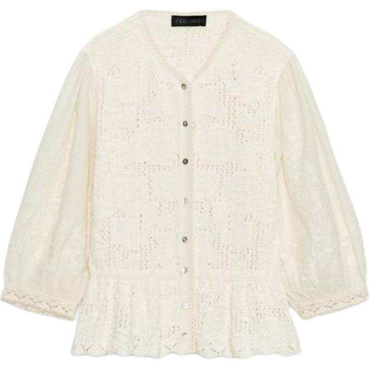 ZARA Knitwear Women's White V Neck Moderate