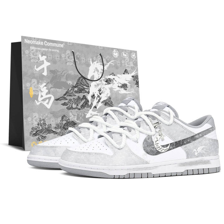 Nike Nike Dunk Cushioning Abrasion Resistant Low top Skateboard Shoes Unisex Blended Gray