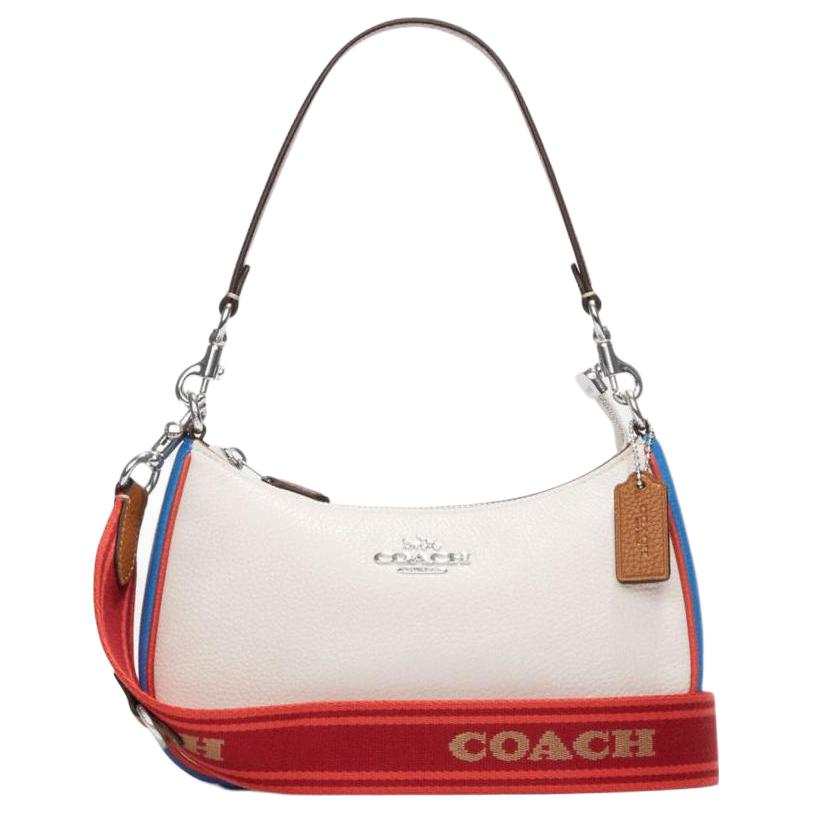 COACH Teri Cow Leather Crescent Bag, Handbag, Shoulder Bag Medium Women's White