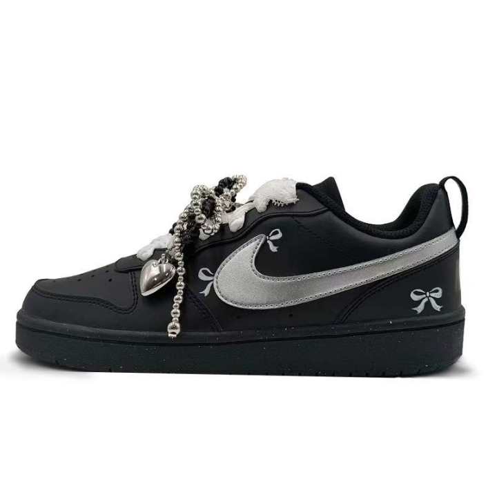Nike Nike Court Borough 2 Heart Knot, Midnight Ballet Low top Skateboard Shoes Black Silver Unisex