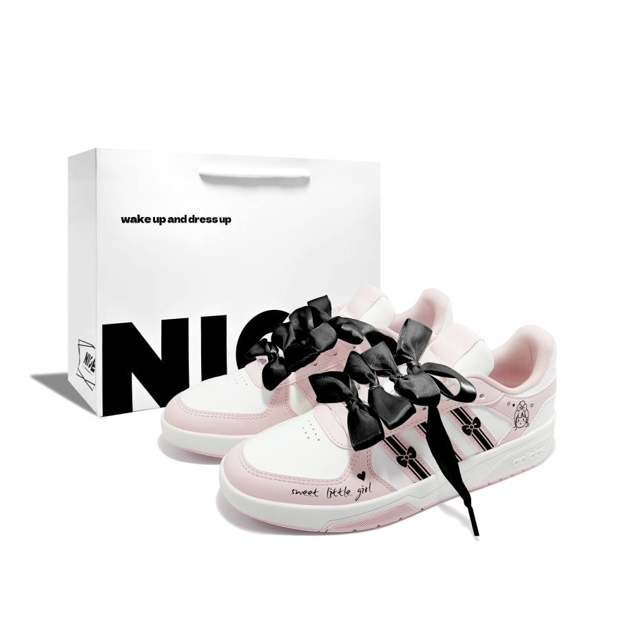 Adidas Adidas COURTBEAT Pink Girl R Synthetic Leather, Leather Low top Skateboard Shoes Unisex Pink