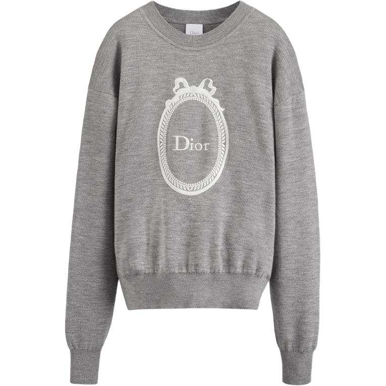 DIOR Sweaters Women's Gray Crew Neck Moderate Other