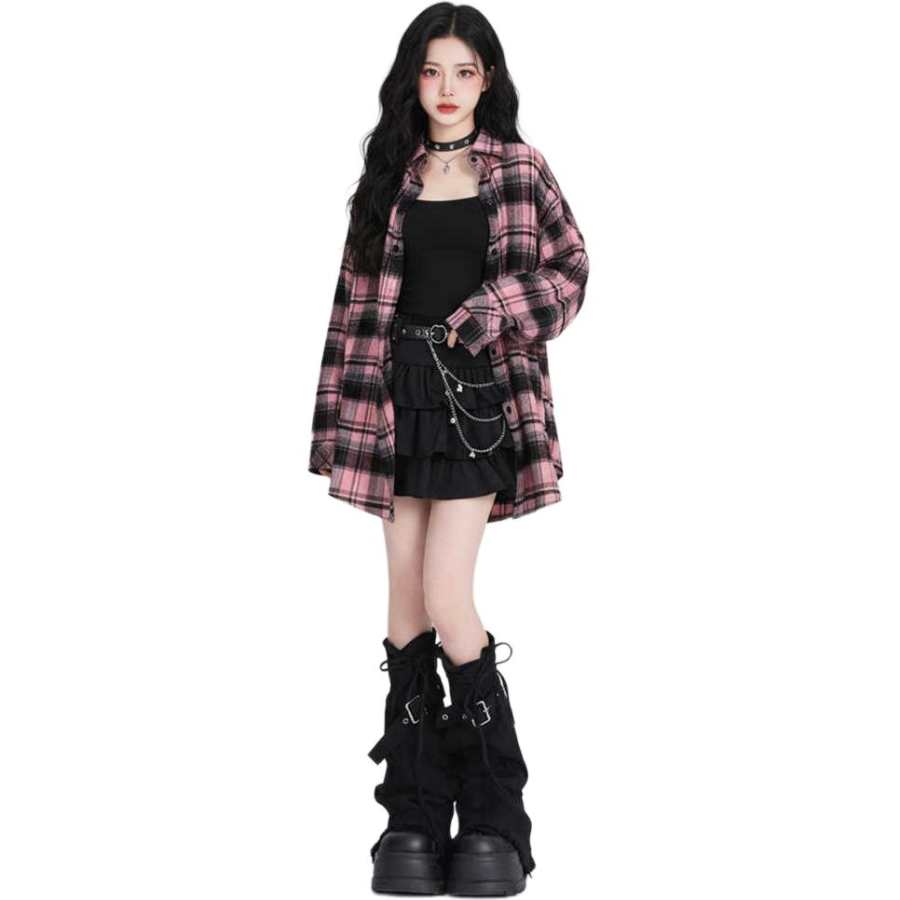 JBBCN Shirts Women's Pink Plaid Lapel Moderate Other