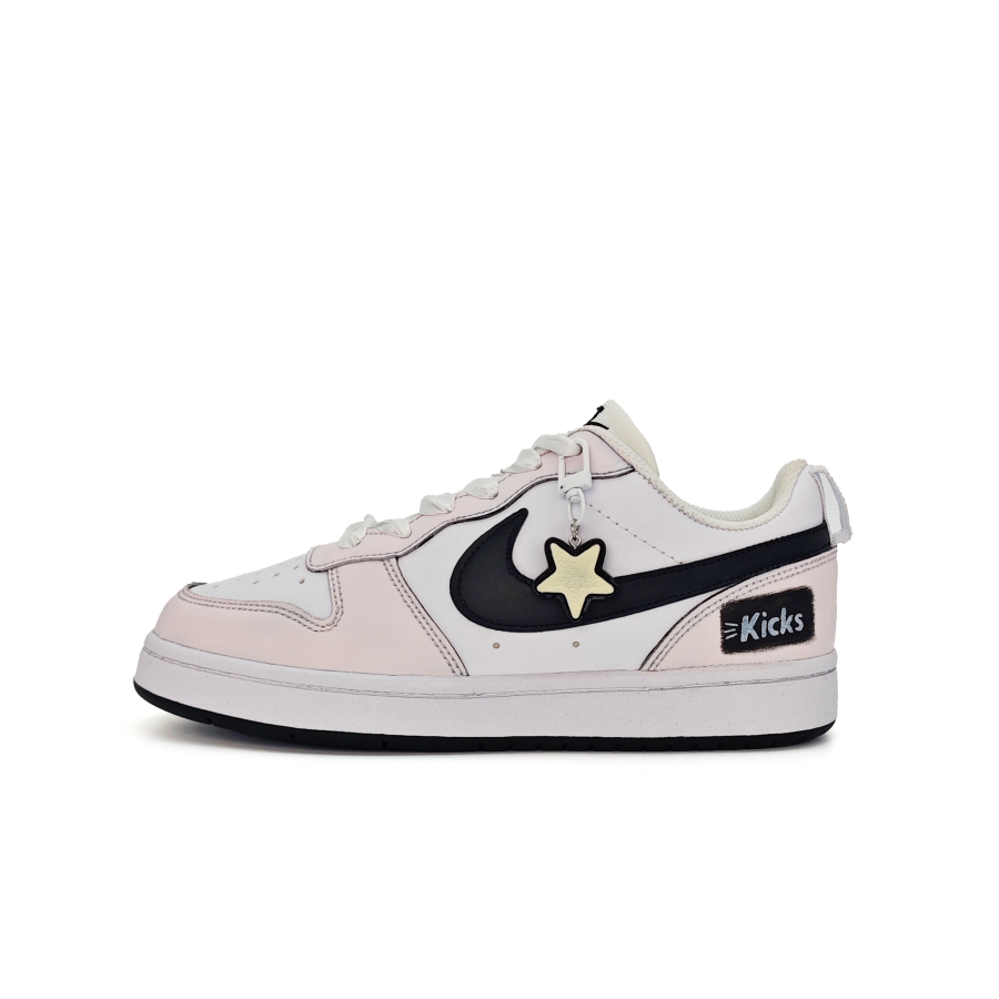 Nike Nike Court Borough Leather Abrasion Resistant Breathable Skateboard Shoes Light Peach Pink Teenagers