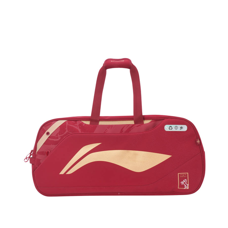 Li-Ning Li Ning PU Polyester Travel Bag Unisex Ochre Red