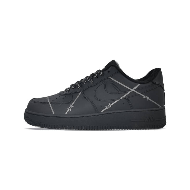 Nike Nike Air Force 1 Low top Skateboard Shoes Unisex Black Silver